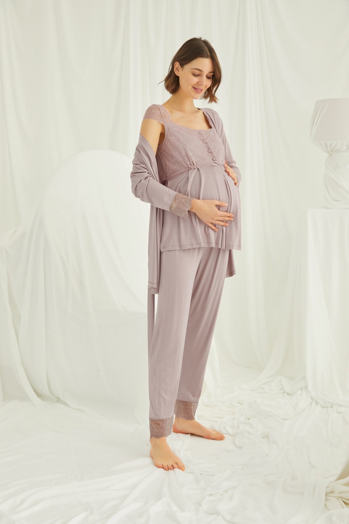 Monamise 18441 Sabahlıklı Lohusa Pijama Takımı