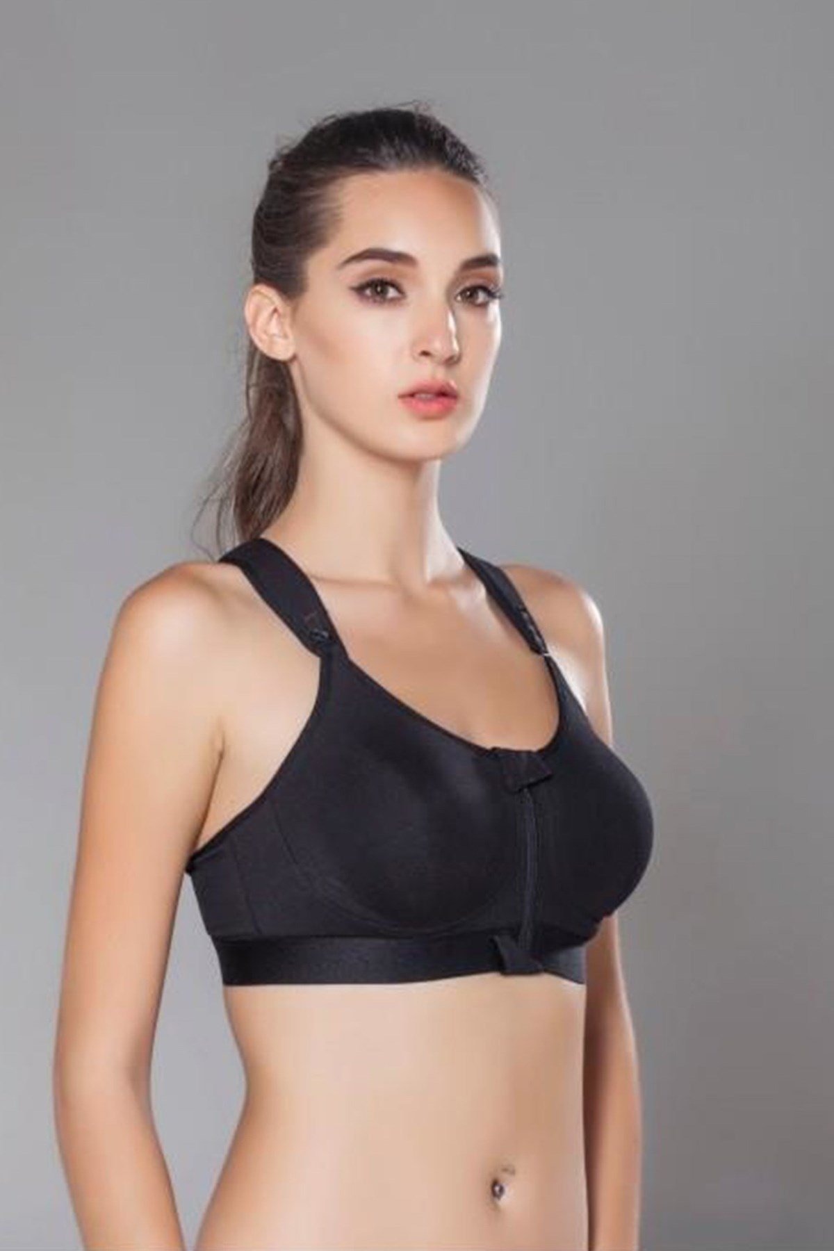 Moonlight 2149 Black Front Zippered Cotton Fabric Maternity Nursing Bras
