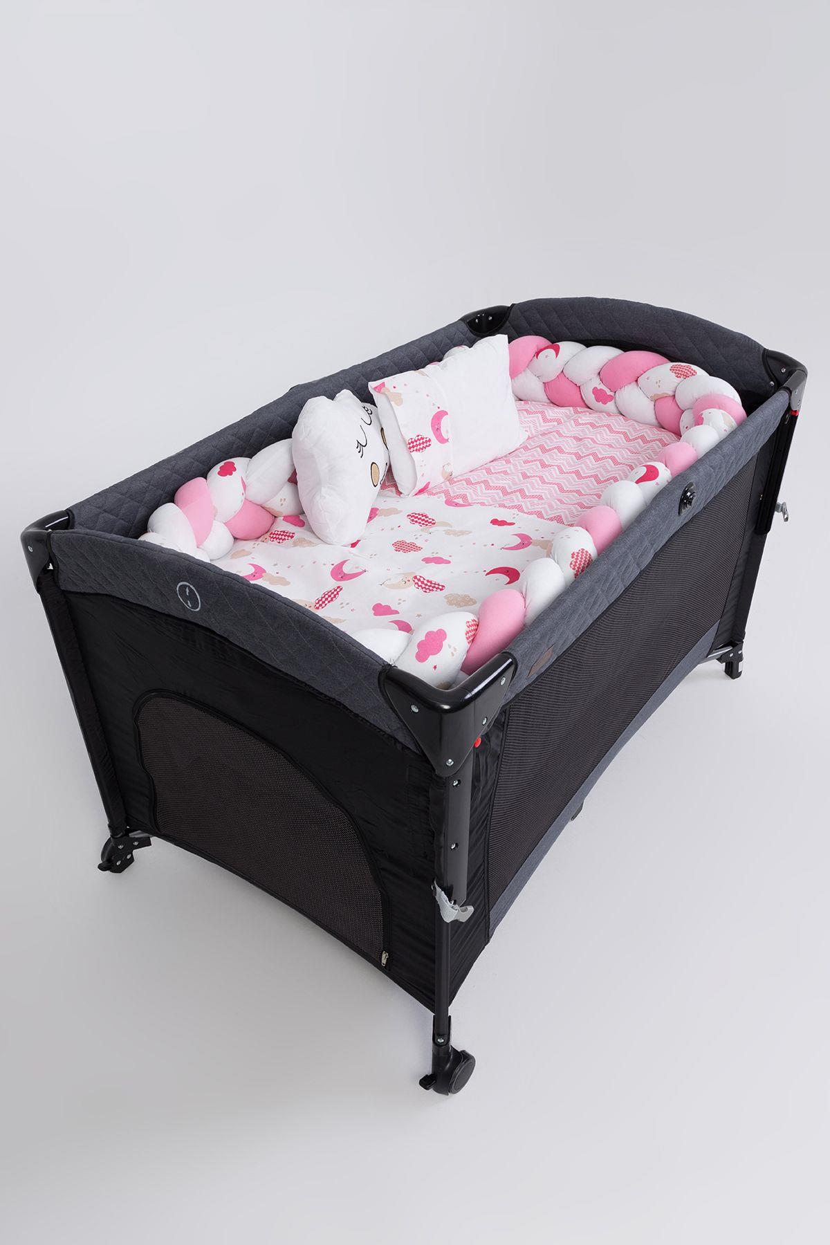 Örgülü Park Beşik 6lı Pembe Bebek Uyku Seti