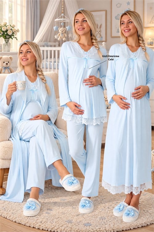 Lohusa Hamile 6036 Mavi Lohusa 4lü Set