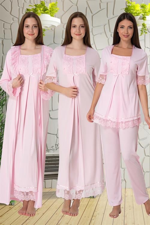 Effortt 6036 Pembe Dantelli 4lü Lohusa Seti