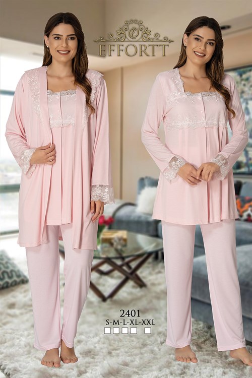 Effortt 2401P Sabahlıklı Lohusa Pijama Takımı