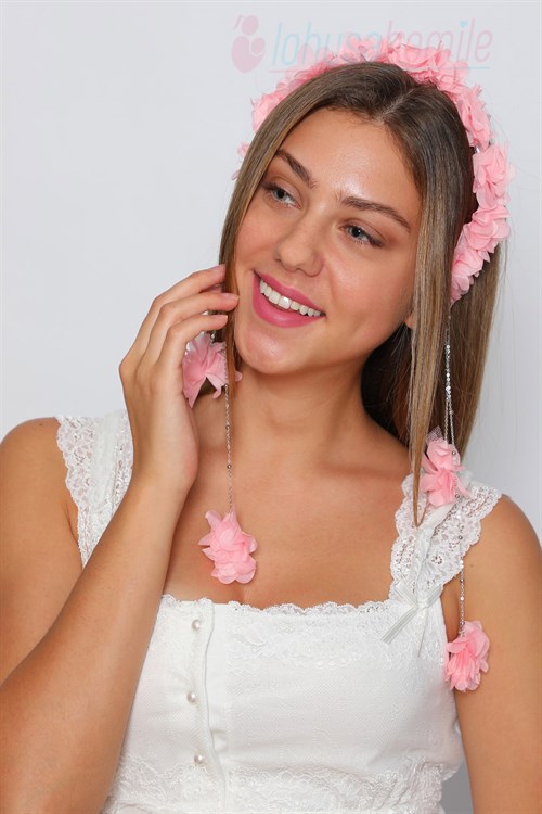 LH2311 Sarkan Küpeli Pembe Lohusa Tacı