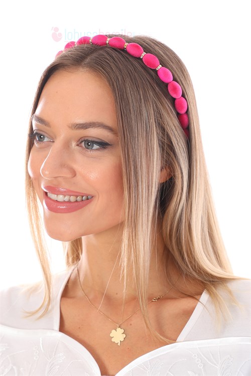 Velours Taşlı Pembe Lohusa Tacı