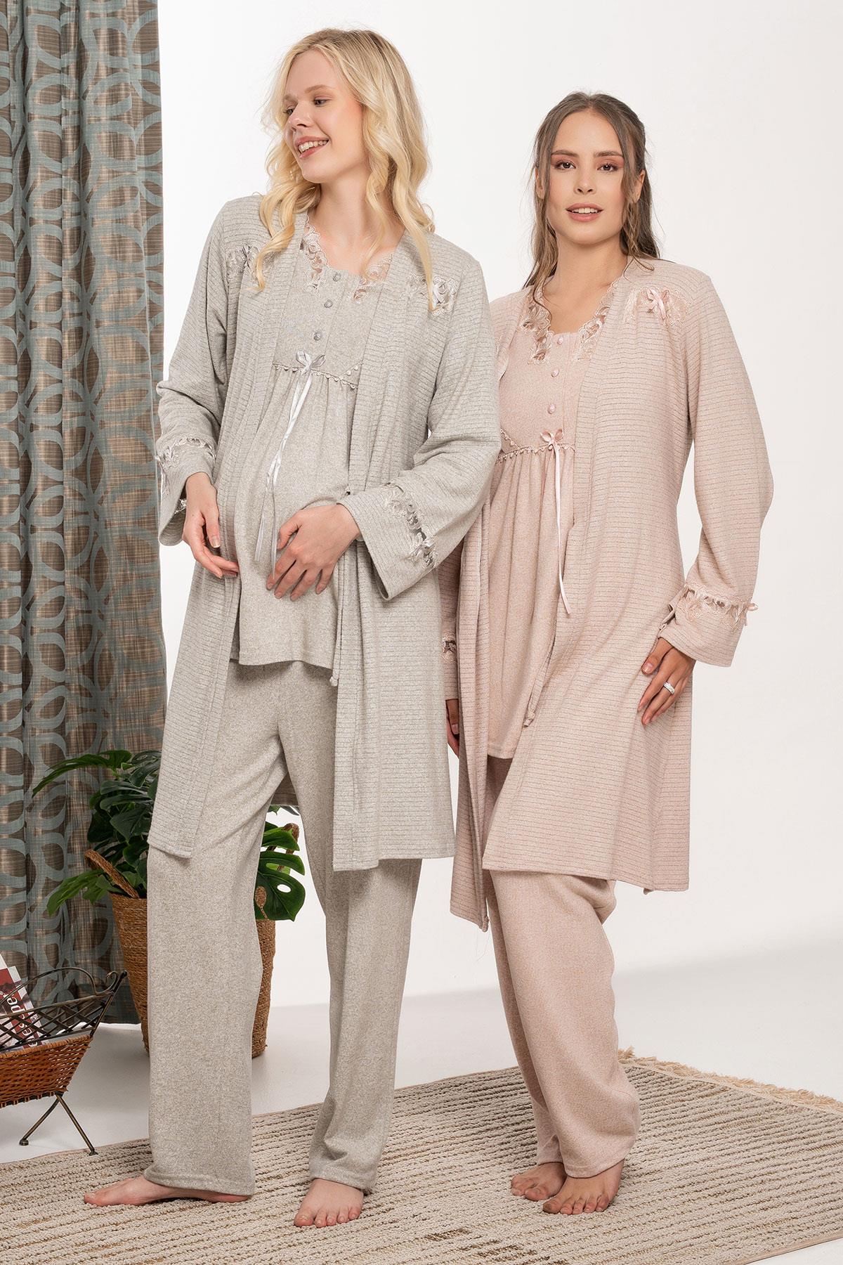 Bone 6111 Simli Şardon Sabahlıklı Lohusa Pijama Takımı