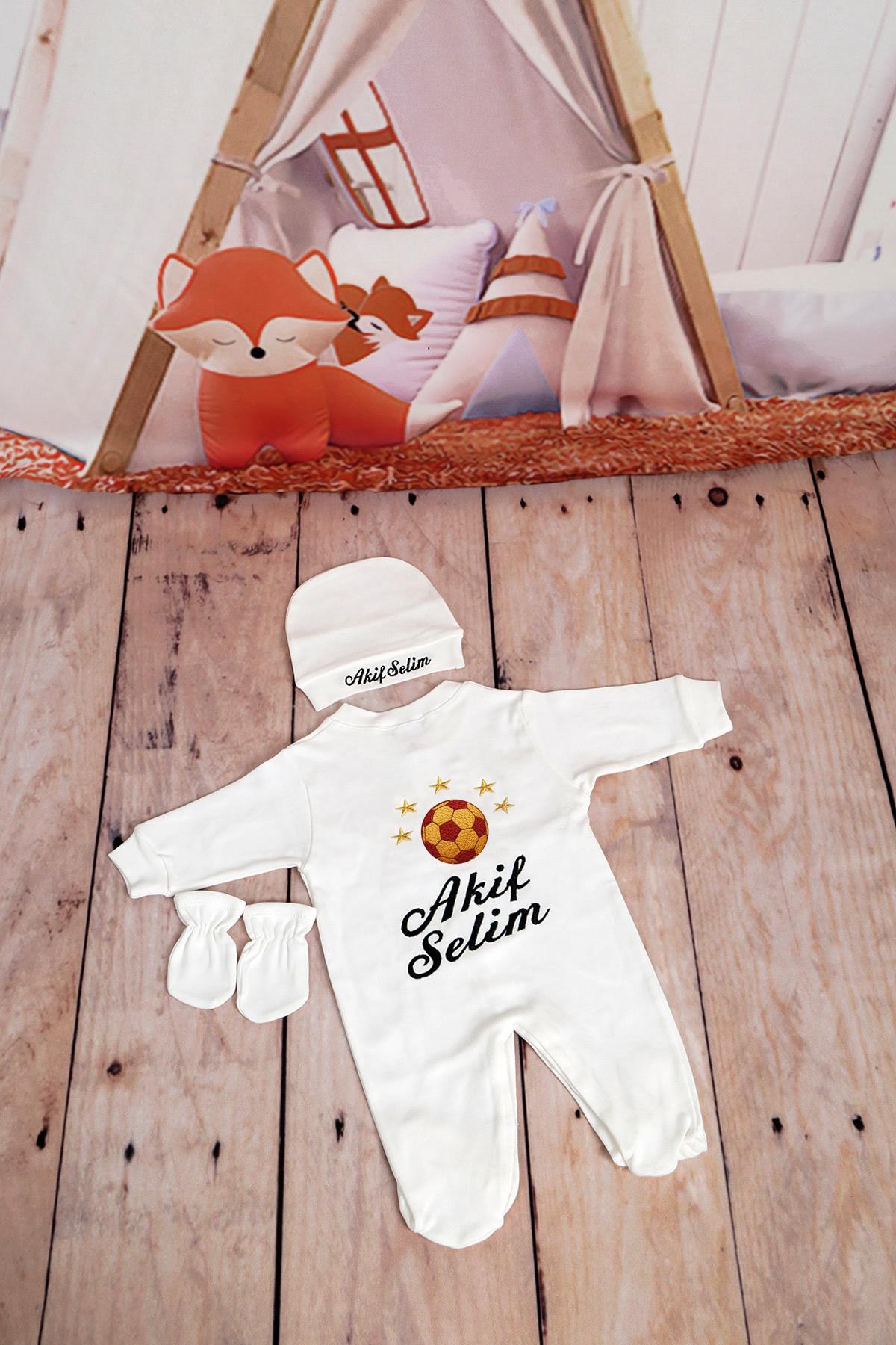 İsme Özel Sarı Kırmızı Minik Taraftar Seti 3'lü Hastane çıkışı