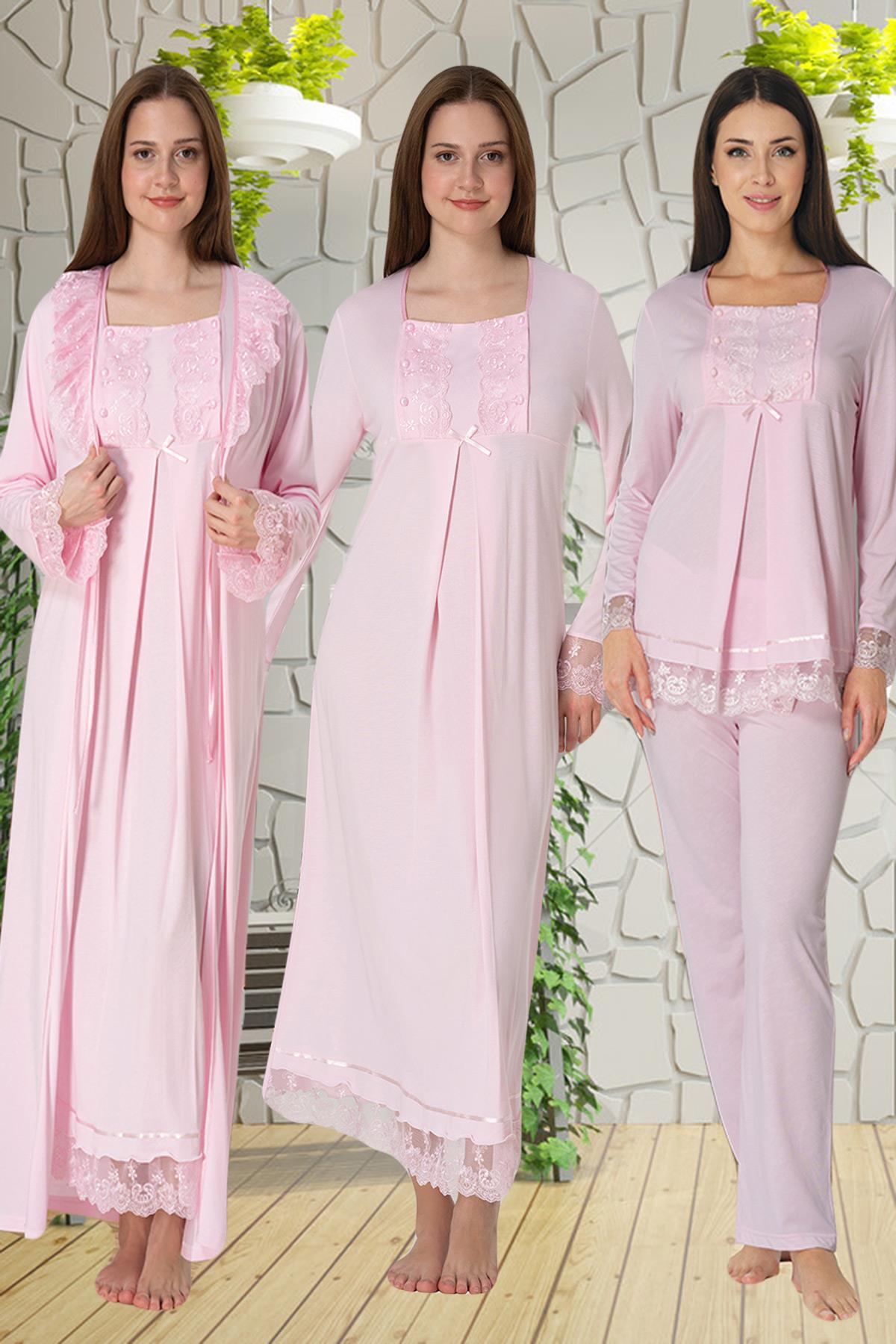 Effortt 3046 Pembe Dantelli 4lü Lohusa Seti