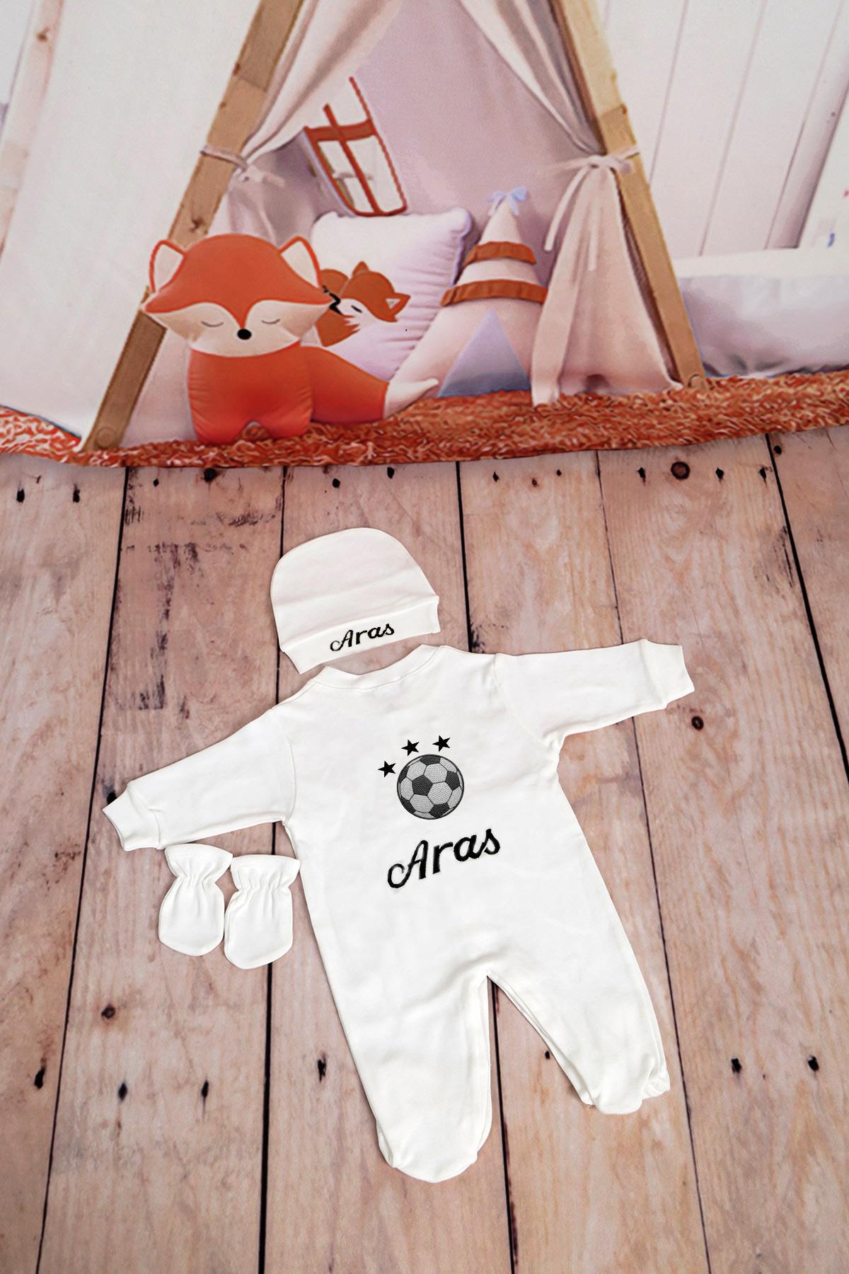 İsme Özel Siyah Beyaz Minik Taraftar Seti 3'lü Hastane çıkışı