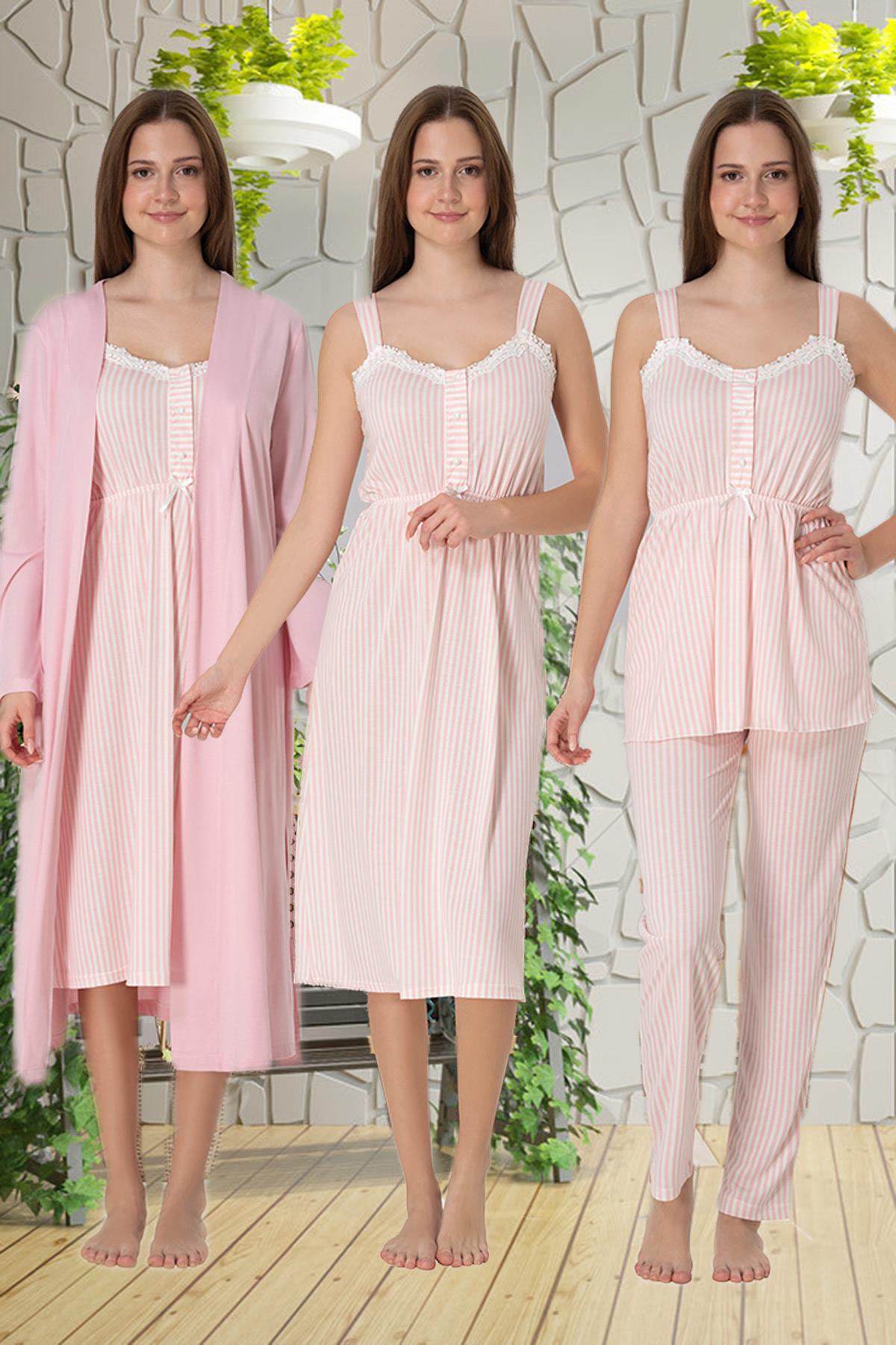 Effortt 4096 Pudra Pembe Askılı Hamile Lohusa 4lü Set