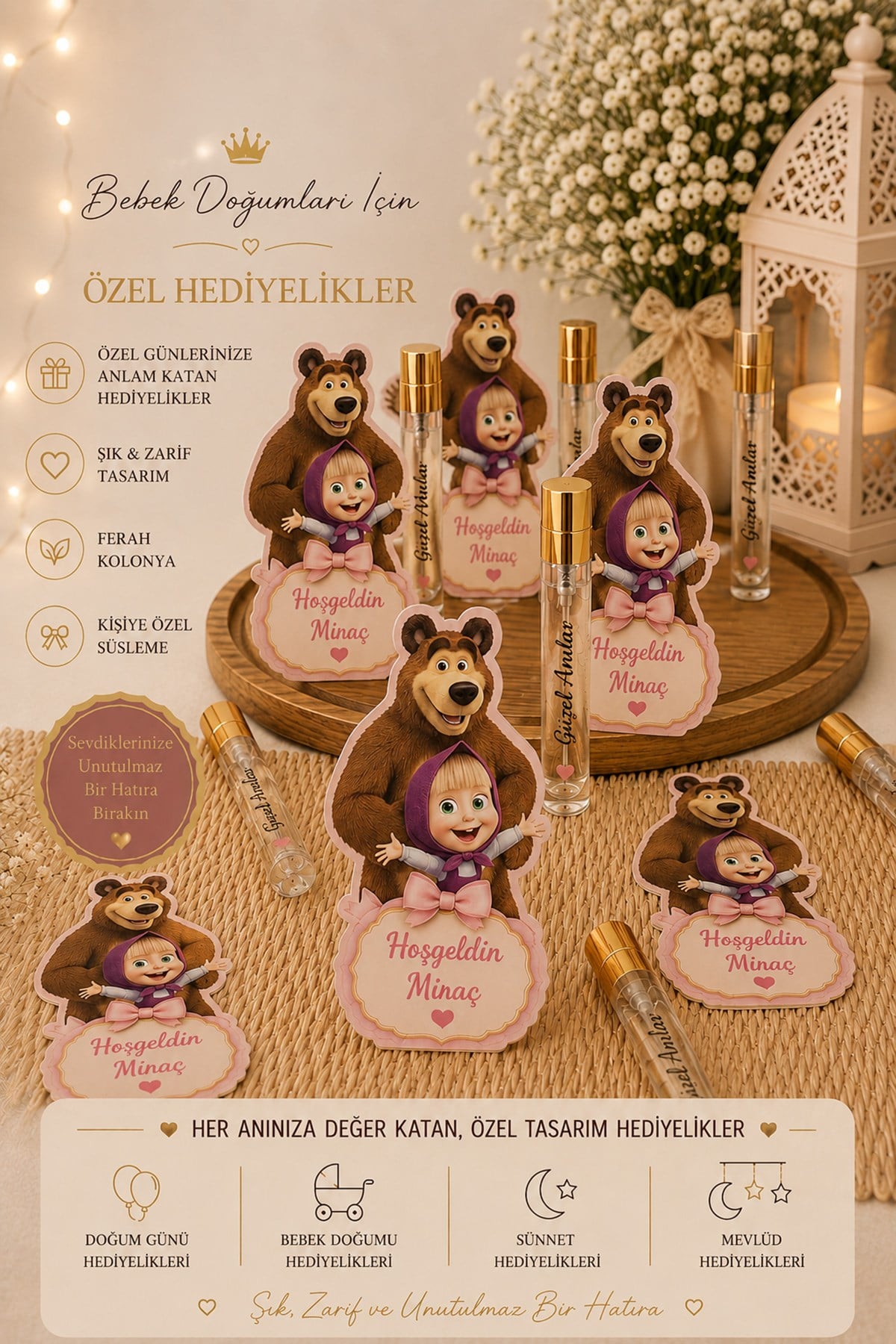 Maşa ile Ayı Konseptli İsimli Hediyelik