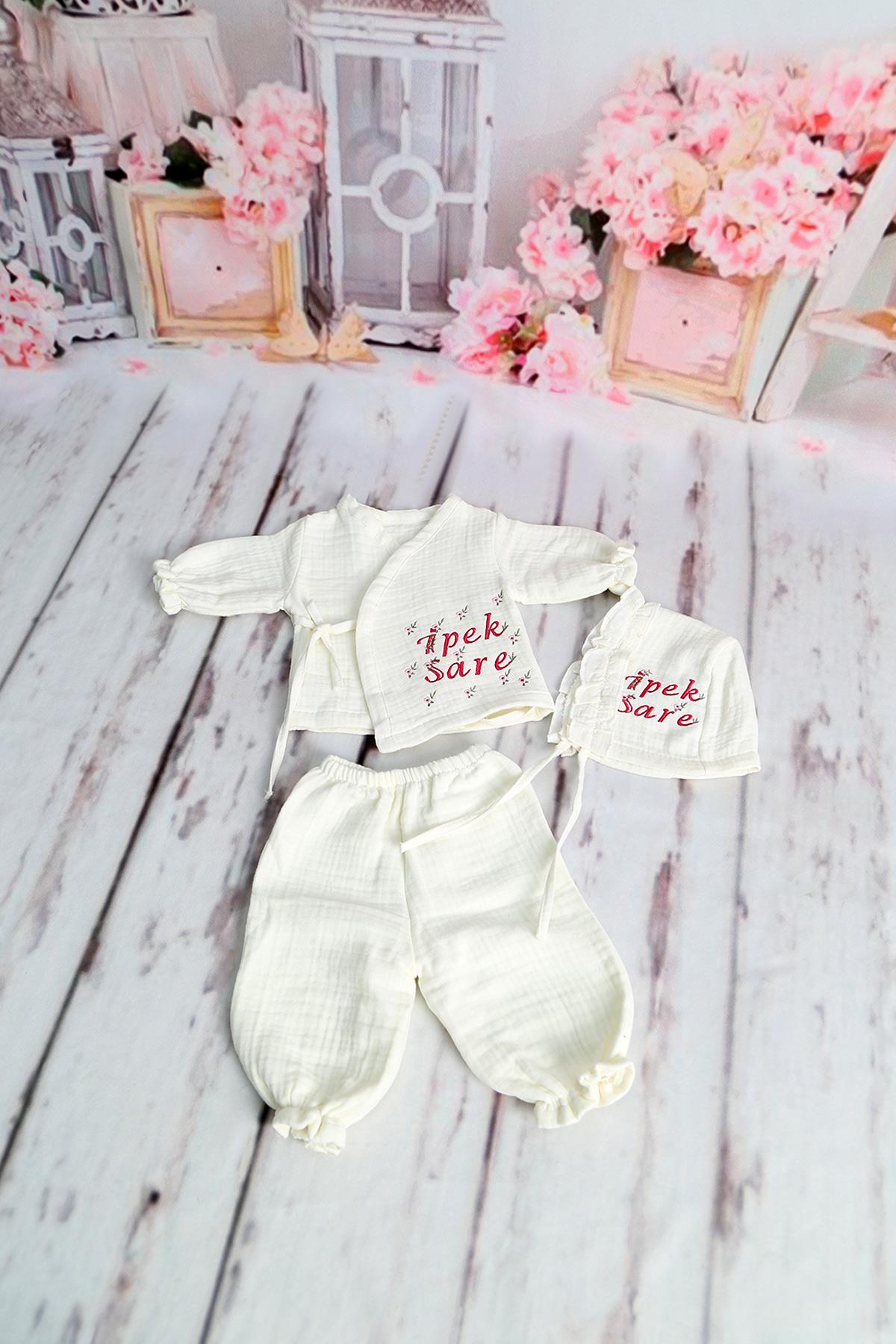 İsme Özel Müslin Alt Üst 3lü Hastane çıkışı