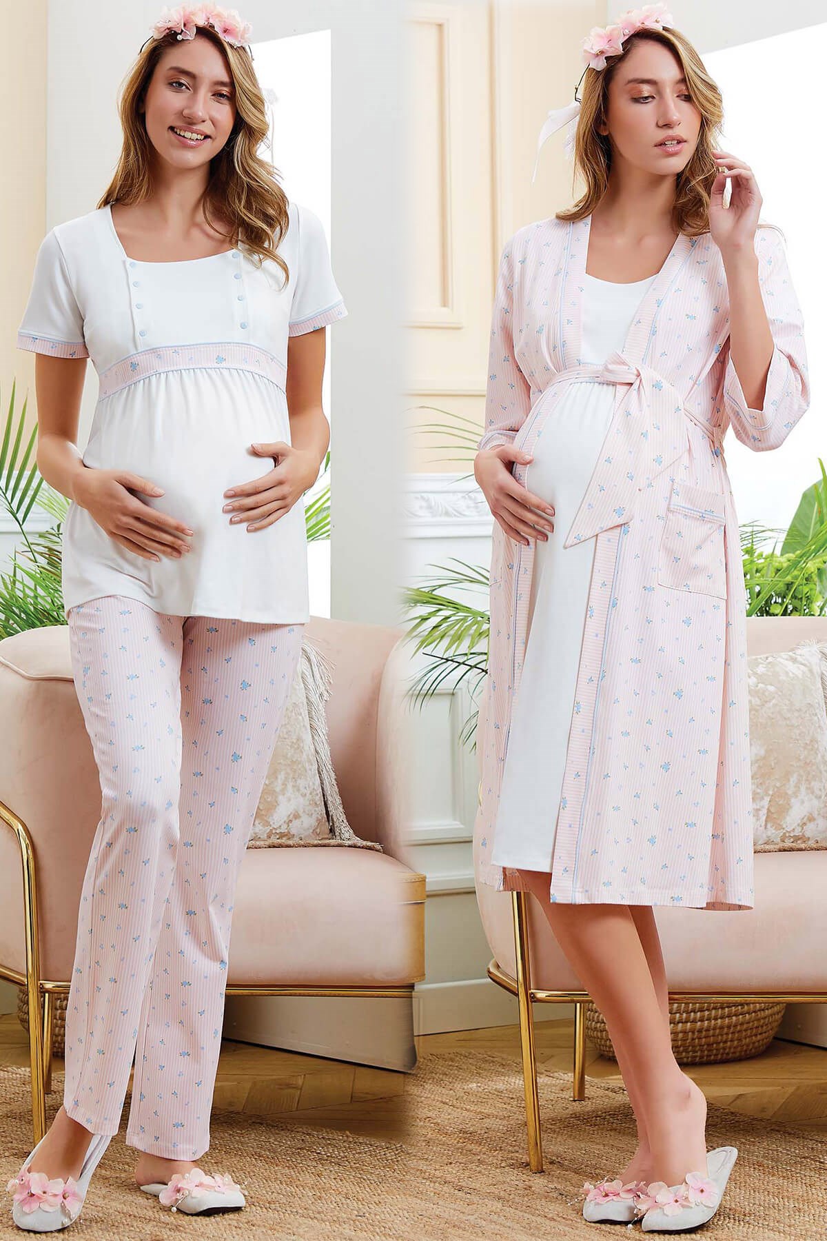 Aqua 2059899 Pembe Sabahlıklı Lohusa Pijama