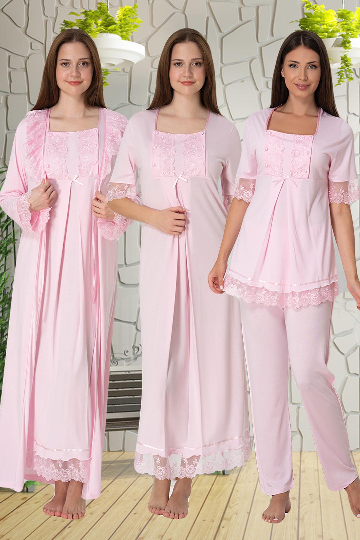 Effortt 6036 Pembe Dantelli 4lü Lohusa Seti