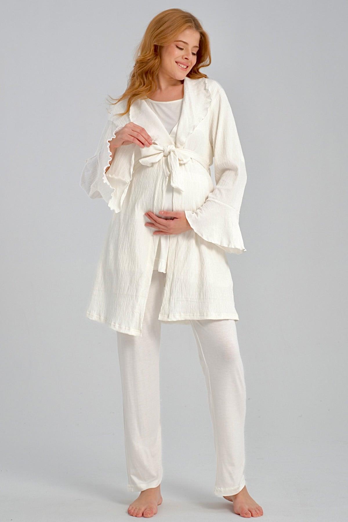 Gizli Emzirme Özellikli Sabahlıklı Lohusa Pijama Takımı 540