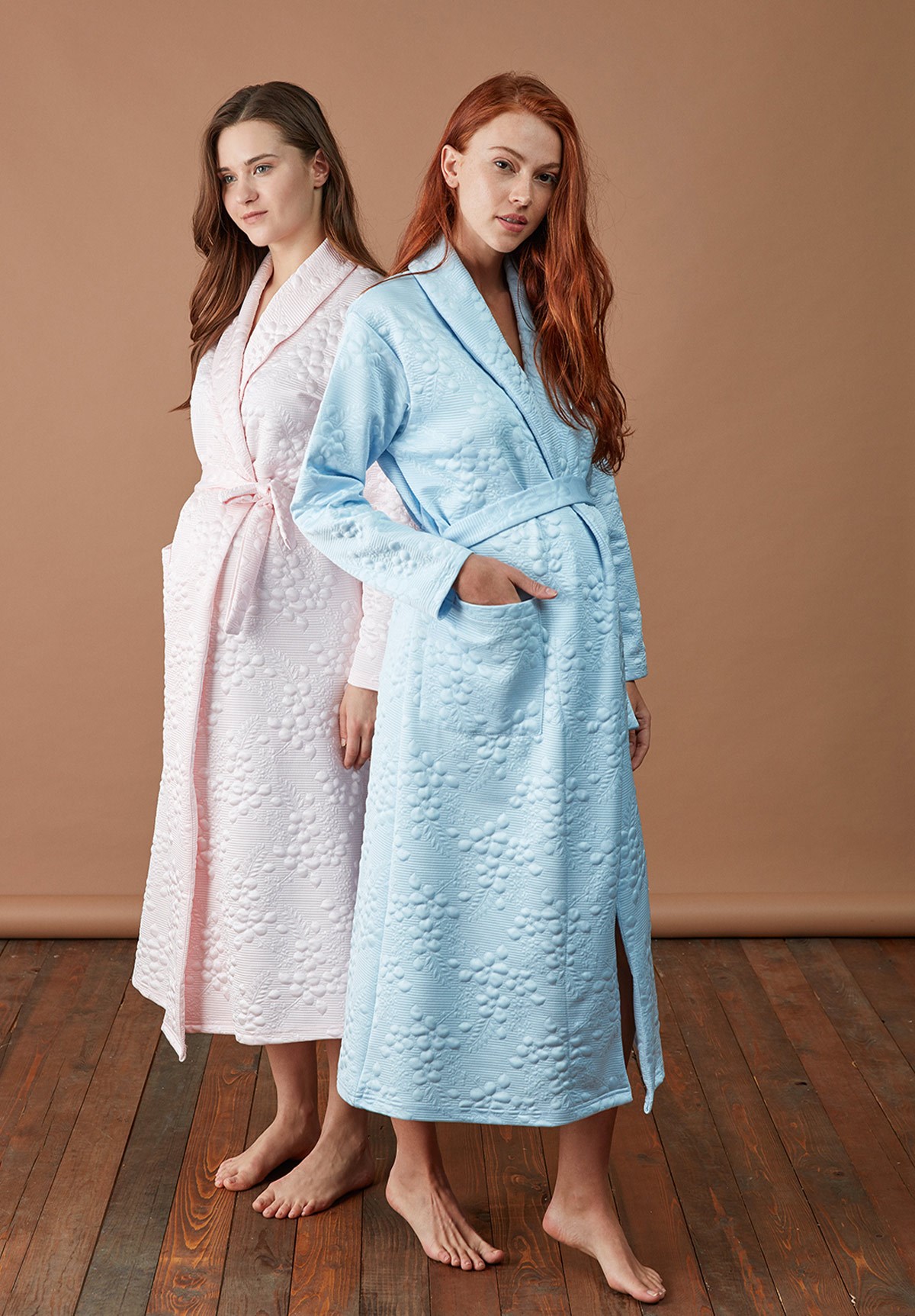 Baha 3428 Quilted Long Maternity Robe