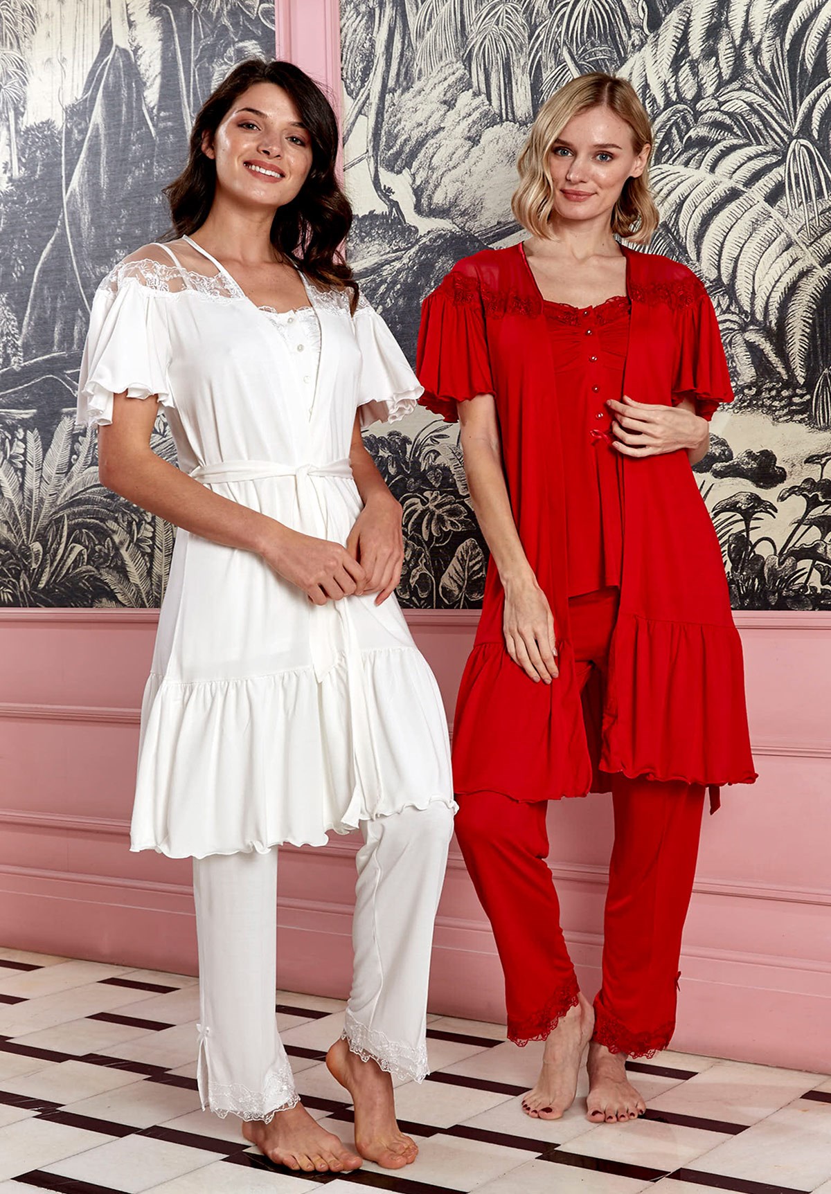 Bone 4705 Sabahlıklı Lohusa Pijama ve Şort Takımı 4'lü Set