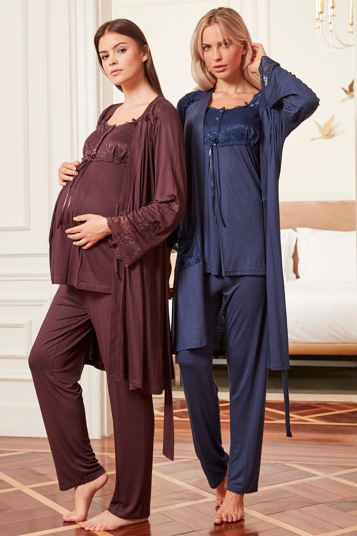 Bone 4804 Alena Sabahlıklı Lohusa Pijama Takımı