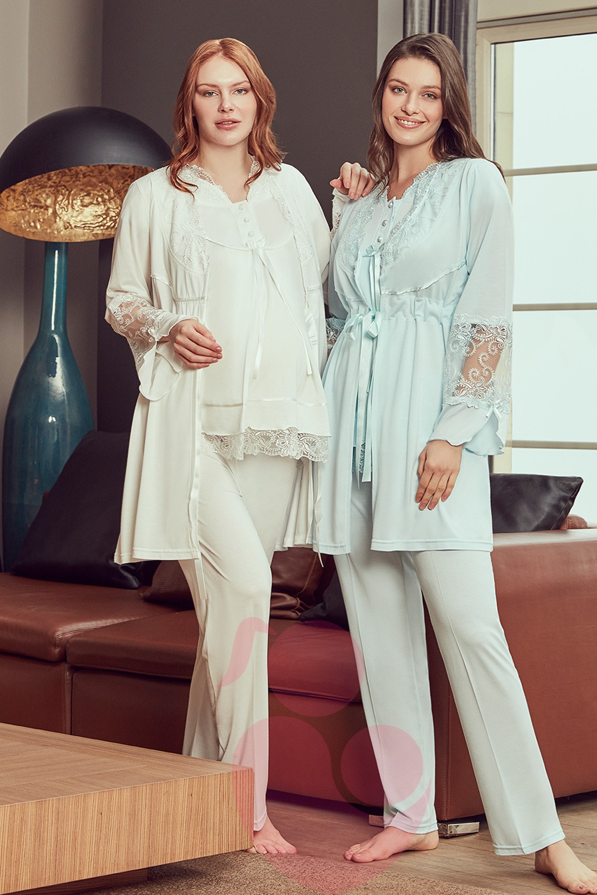 Bone 4901 Hakim Yaka Sabahlıklı Lohusa Pijama Takımı