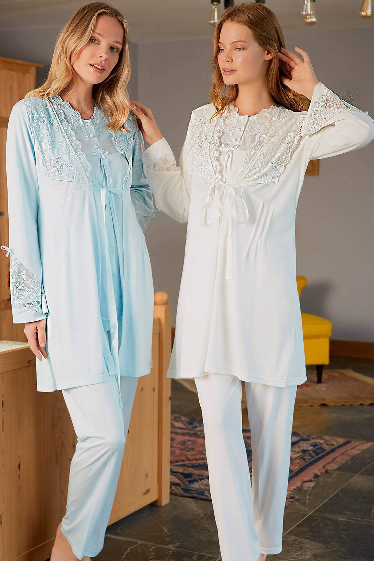 Bone 5101 Dantel Sabahlıklı Lohusa Pijama