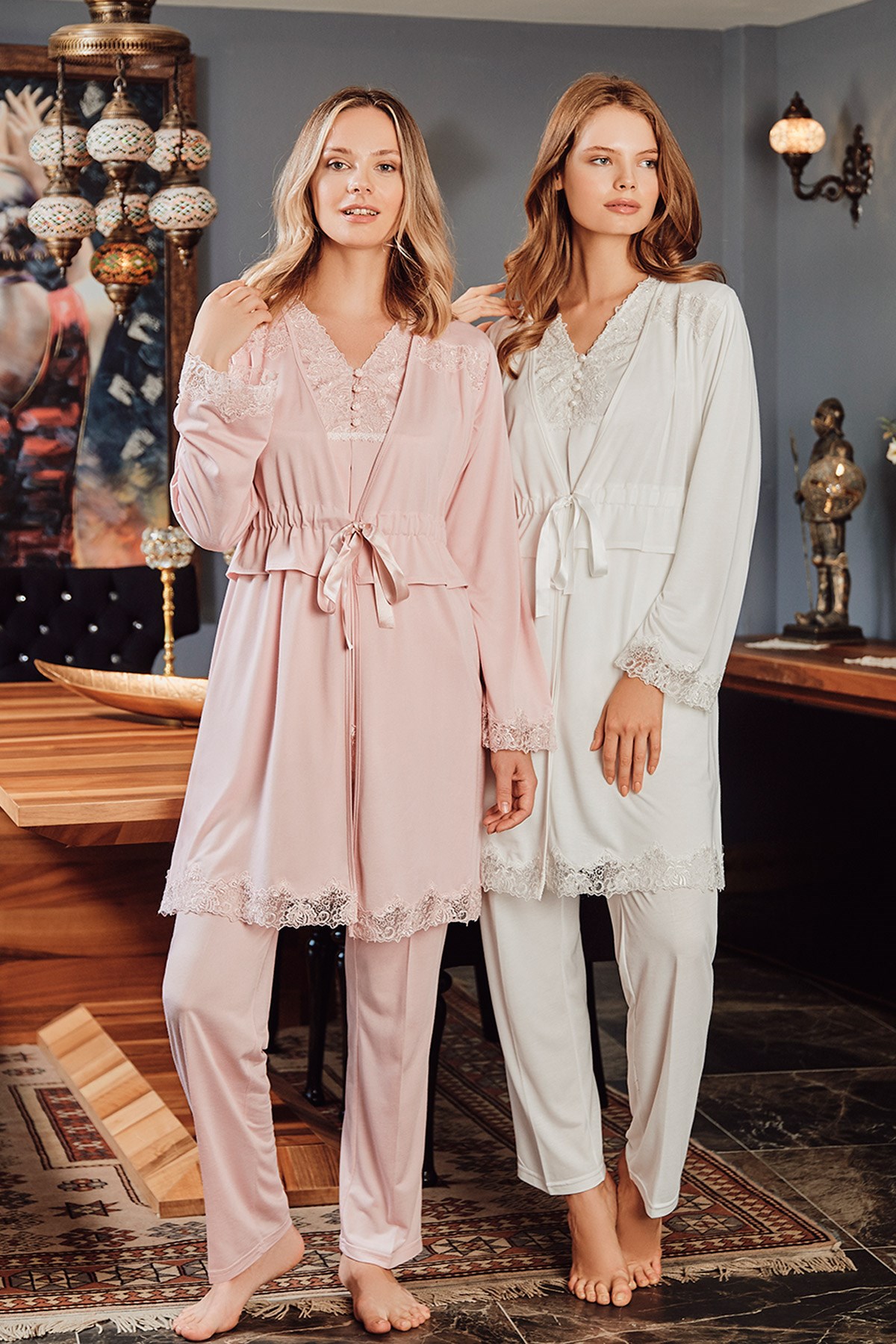 Bone 5104 Dantel Sabahlıklı Lohusa Pijama