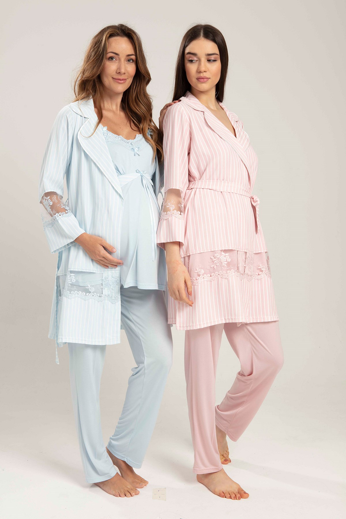 Bone 5205 Line Dantel Detaylı Sabahlıklı Lohusa Pijama
