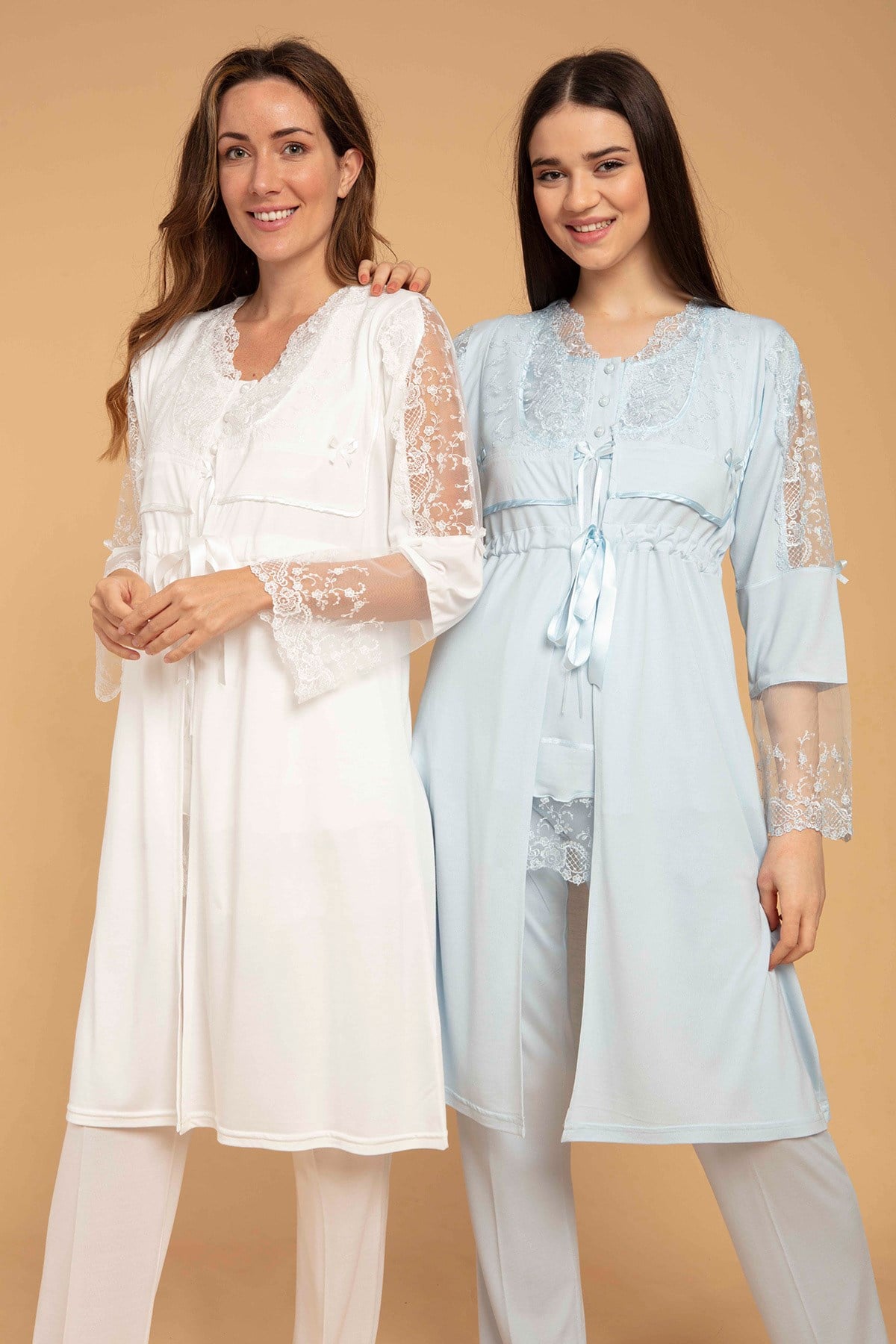 Bone 5213 Dantel Sabahlıklı Lohusa Pijama Takımı