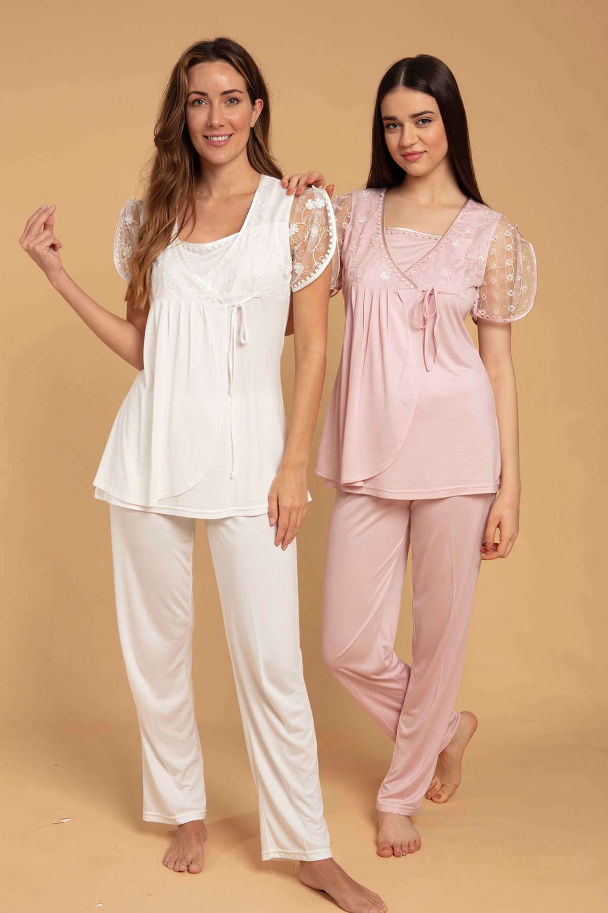 Bone 5221 Kruvaze Dantel Detaylı Lohusa Pijama