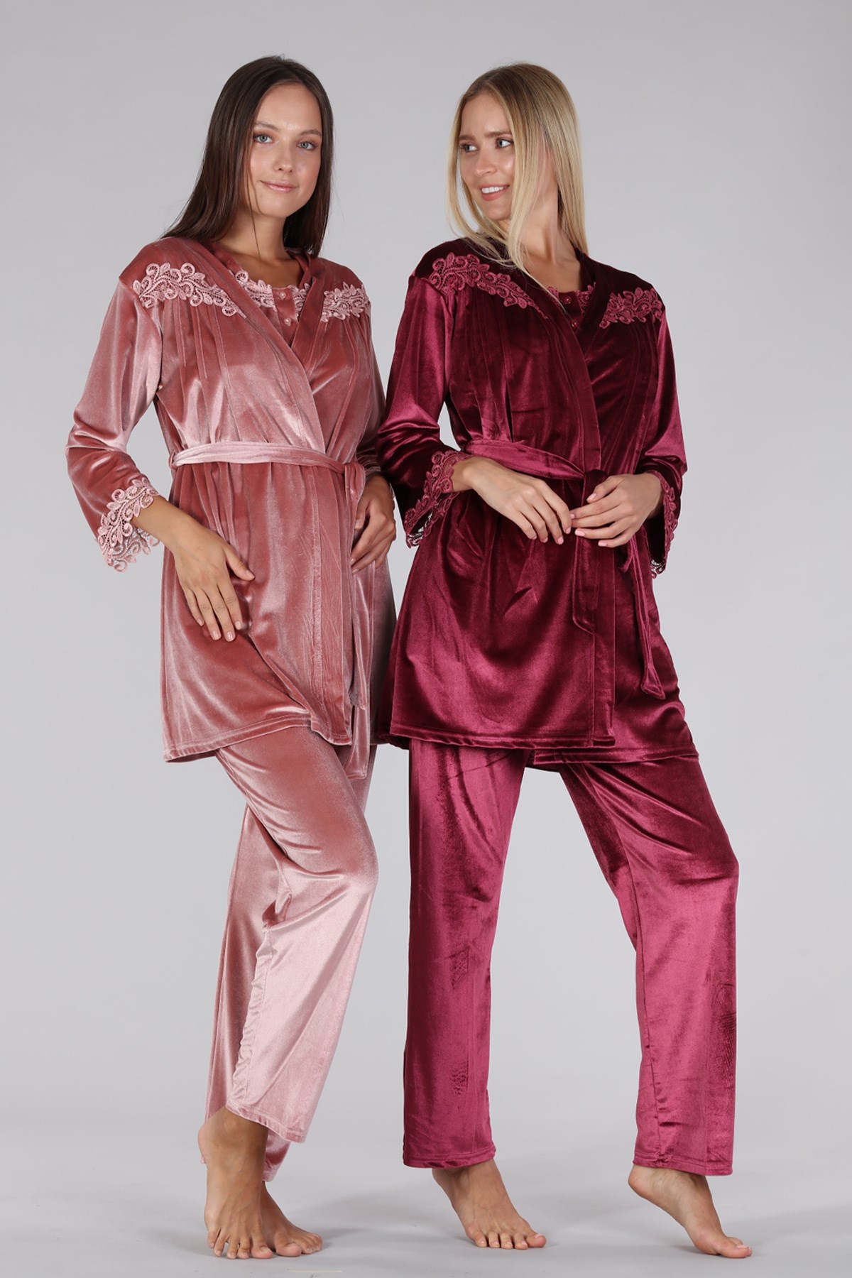 Bone 5317 İkon Kadife Sabahlıklı Lohusa Pijama