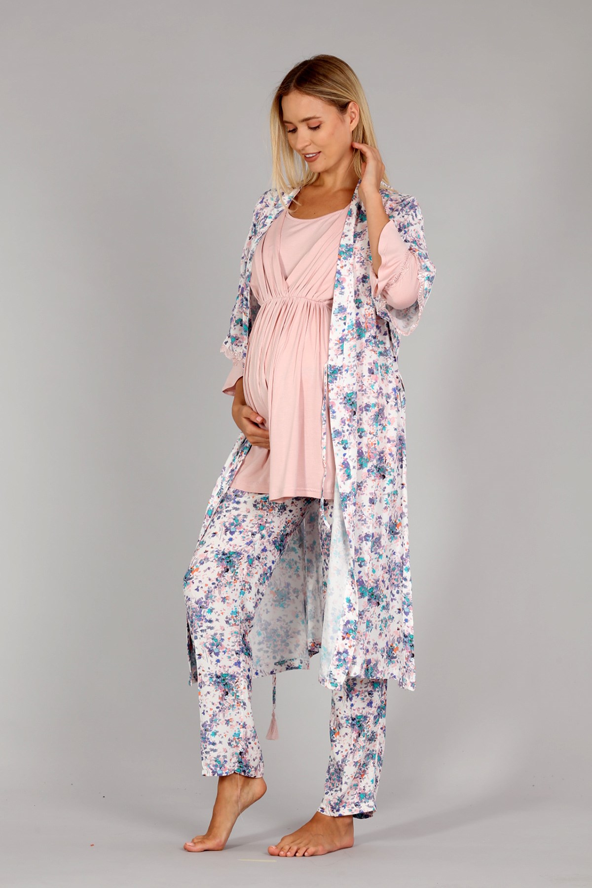 Bone 5339 Dokuma Sabahlıklı Lohusa Pijama Takımı