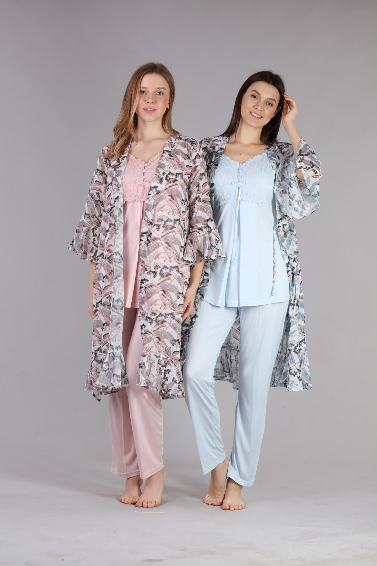 Bone 5407 Desen Sabahlıklı Lohusa Pijama Takımı