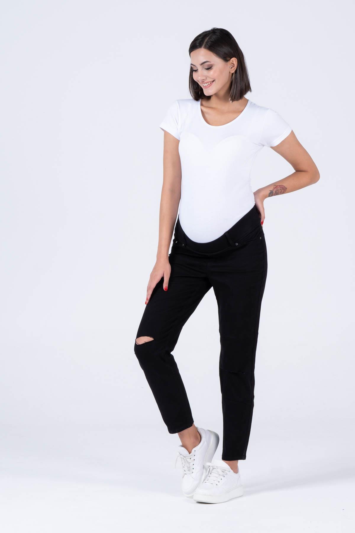 Busa Hamile Alt Karın Bantlı Skinny Dar Paça Kot Pantolon Siyah