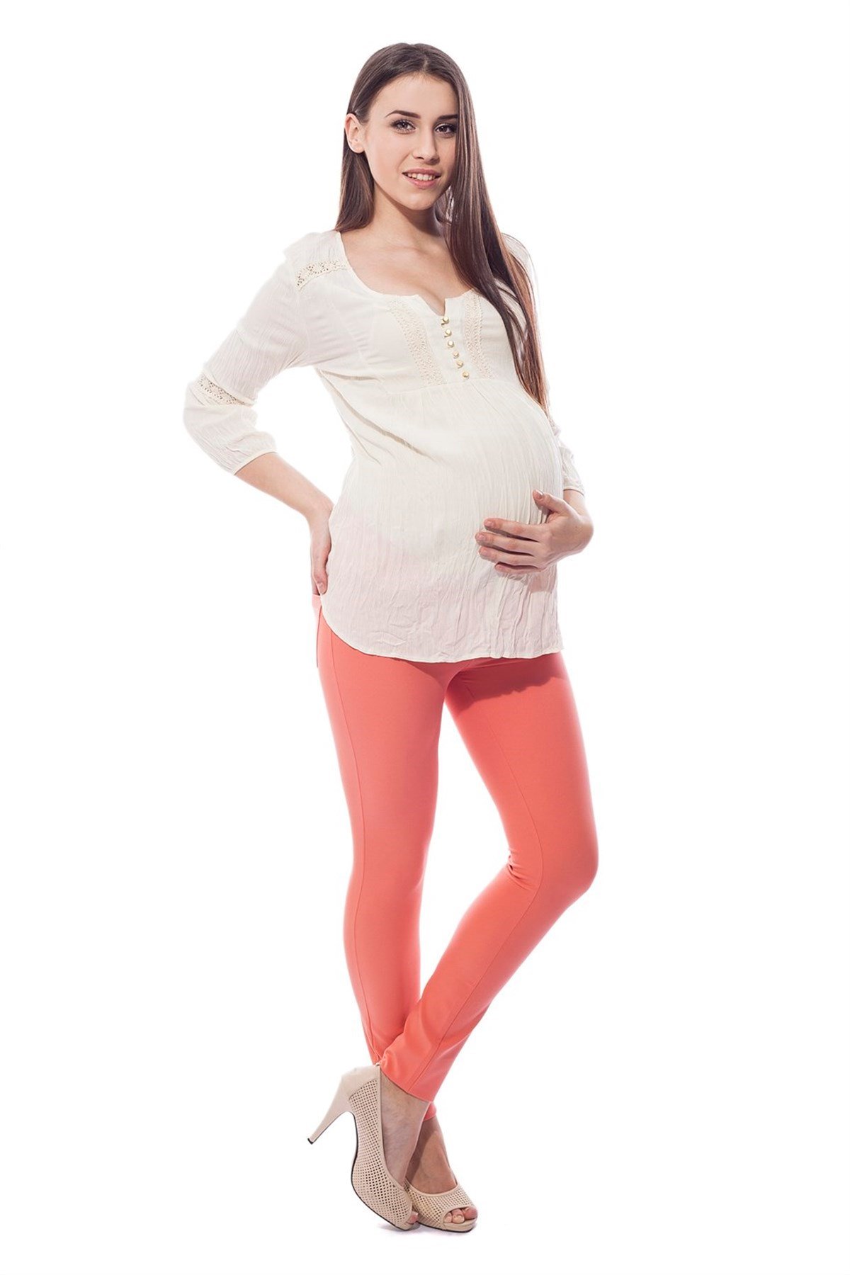 Busa Maternity Blouse Button Collar Model Pomegranate flower