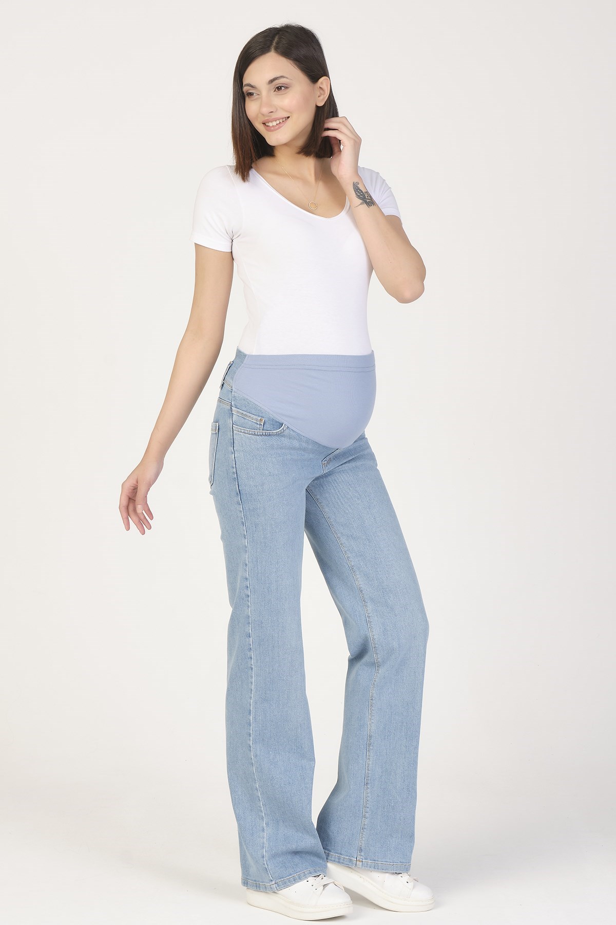Busa Maternity Wide Trotter Jeans Light Blue