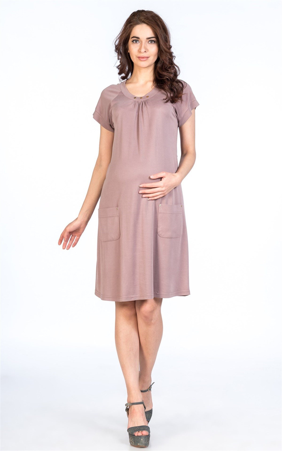 Busa Maternity with pockets Casual Dress Mink