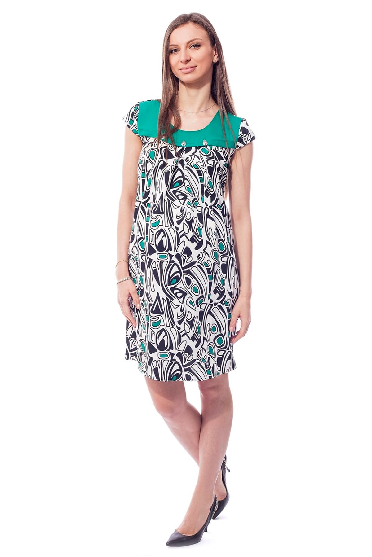 Busa Hamile Desenli Elbise Yeşil