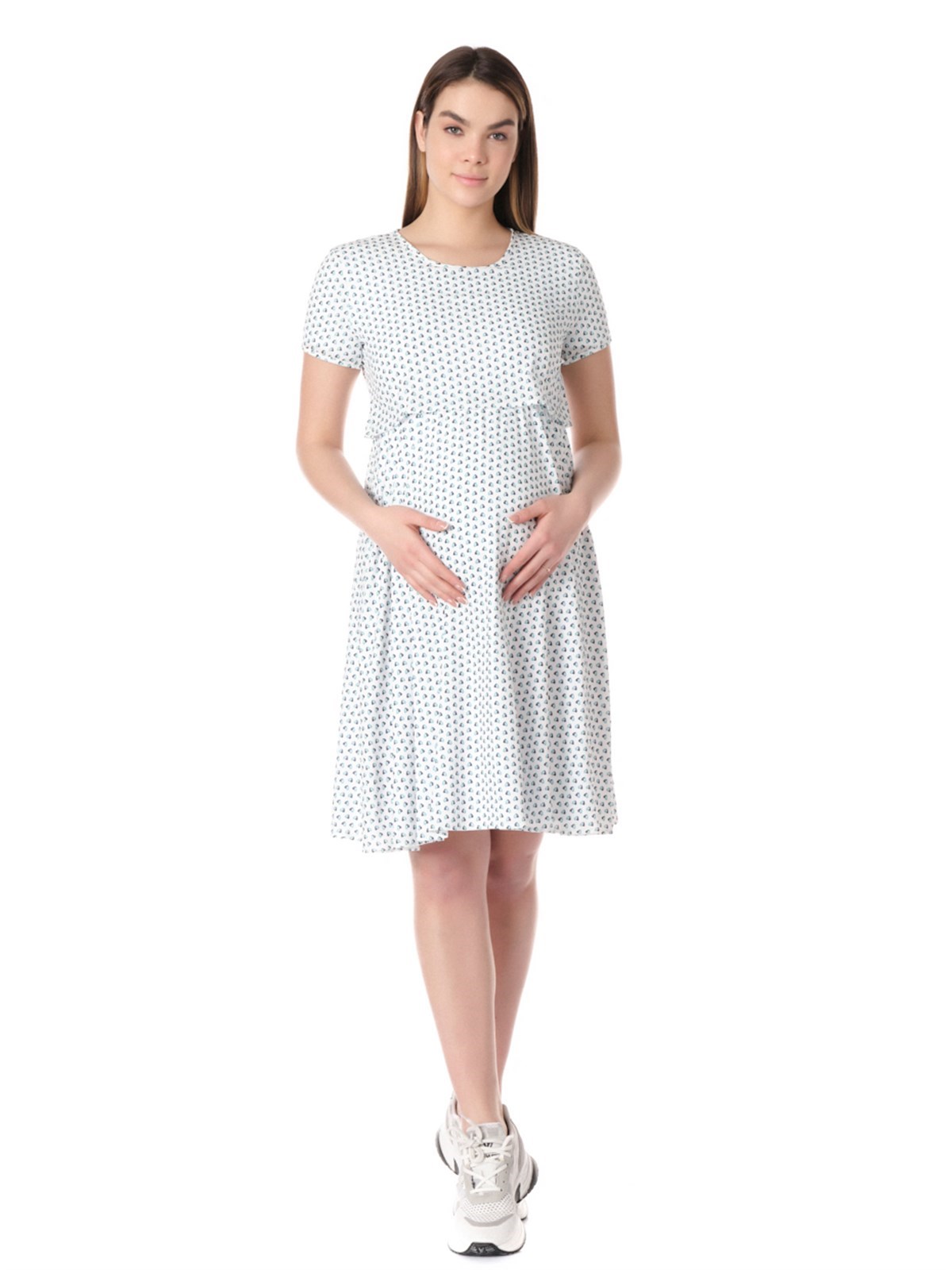 Busa Maternity Casual Breastfeeding Detailed Dress Green