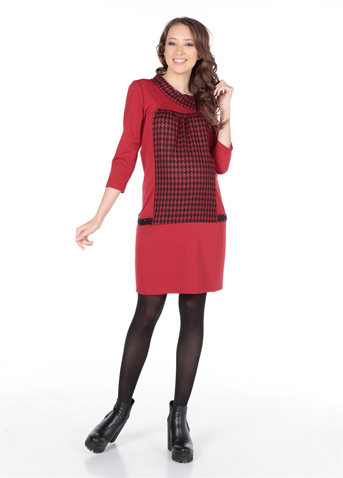Busa Maternity Casual Mini Dress Red