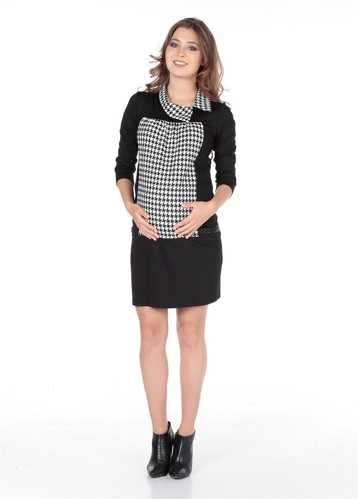 Busa Hamile Günlük Mini Elbise Siyah