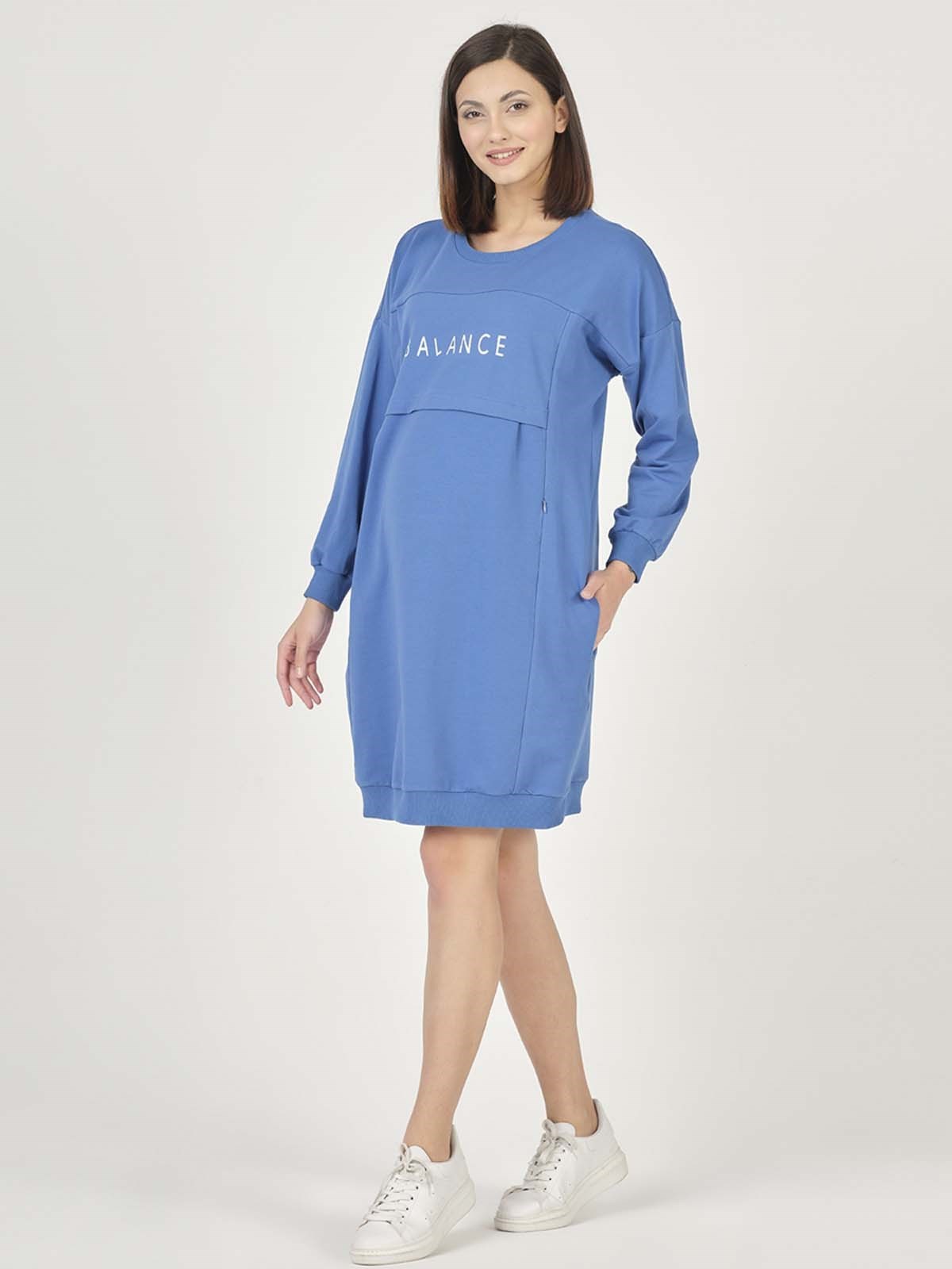 Busa Hamile Hoodie Elbise İndigo