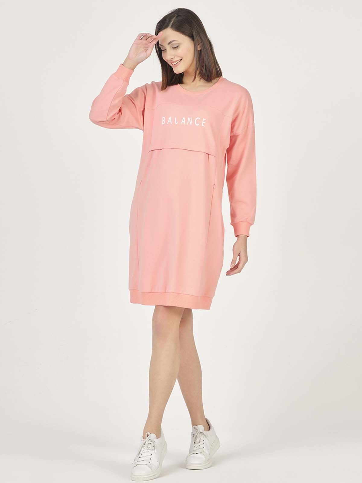 Busa Hamile Hoodie Elbise Somon