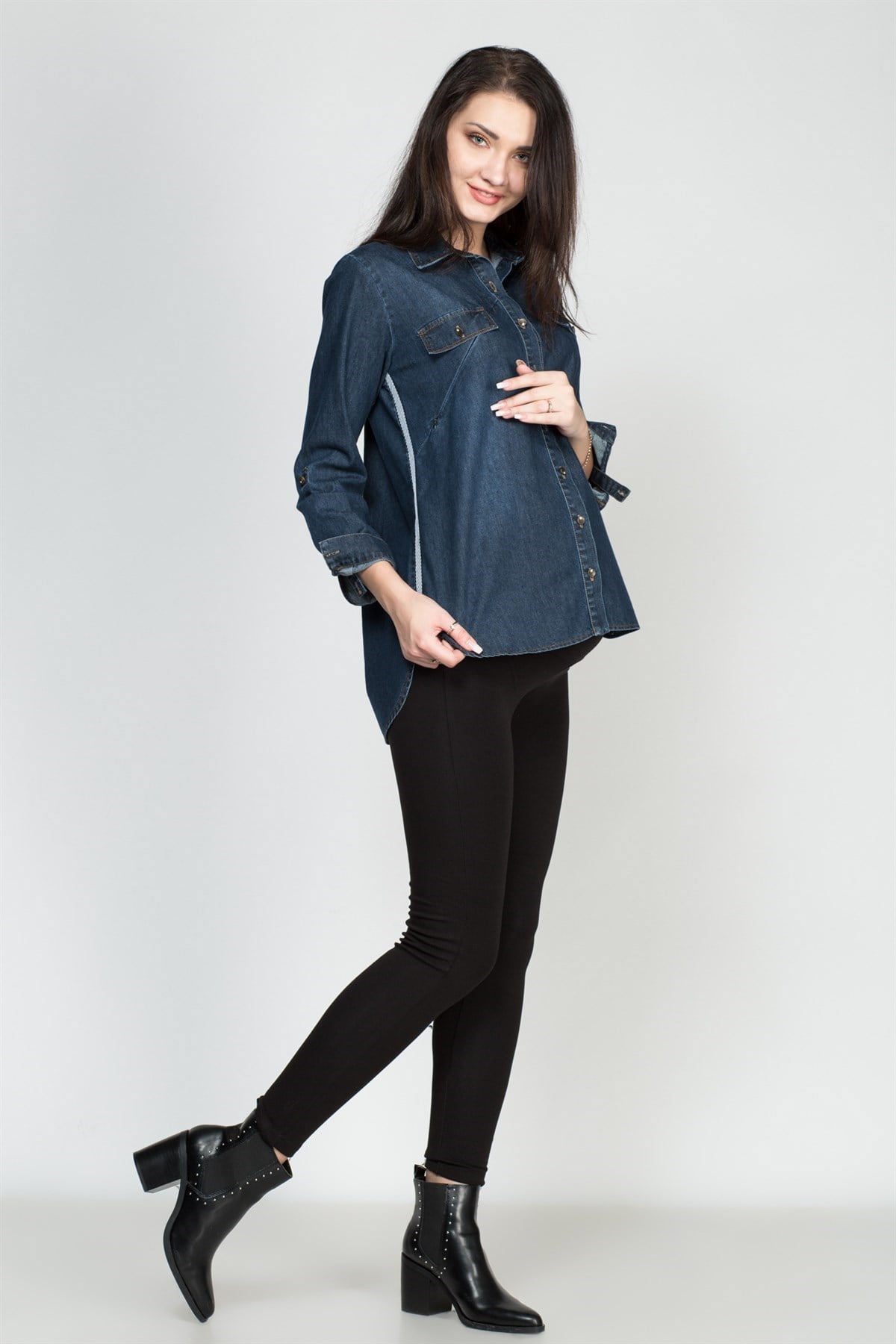 Busa Maternity jeans Shirt Blue