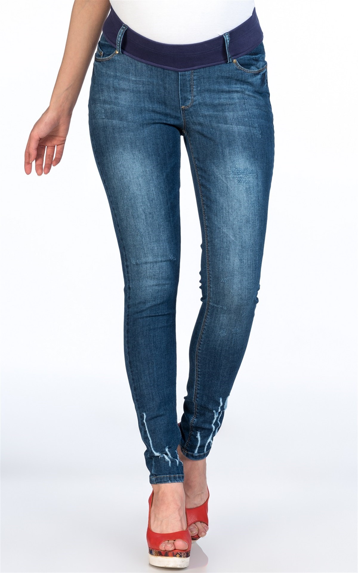 Busa Hamile Kot Pantolon Skinny Mavi