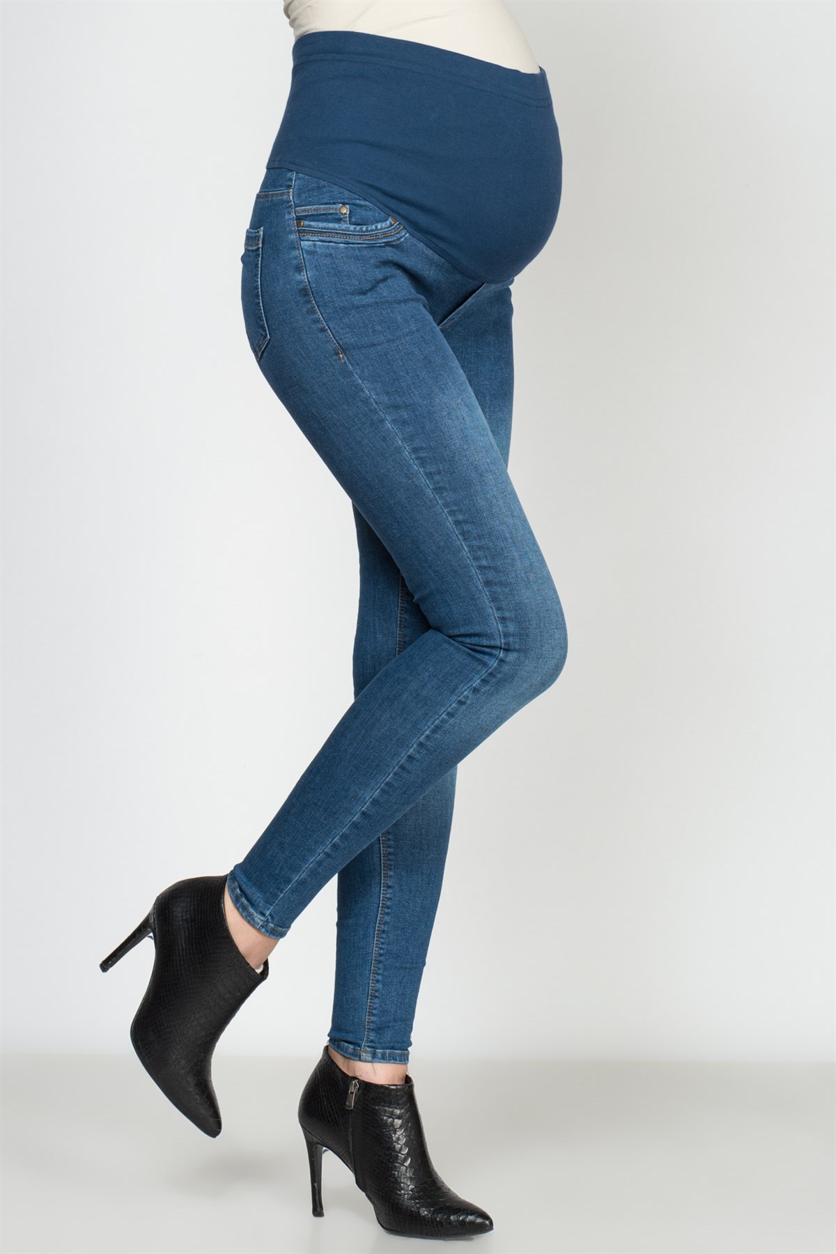 Busa Hamile Kot Pantolon Skinny Mavi