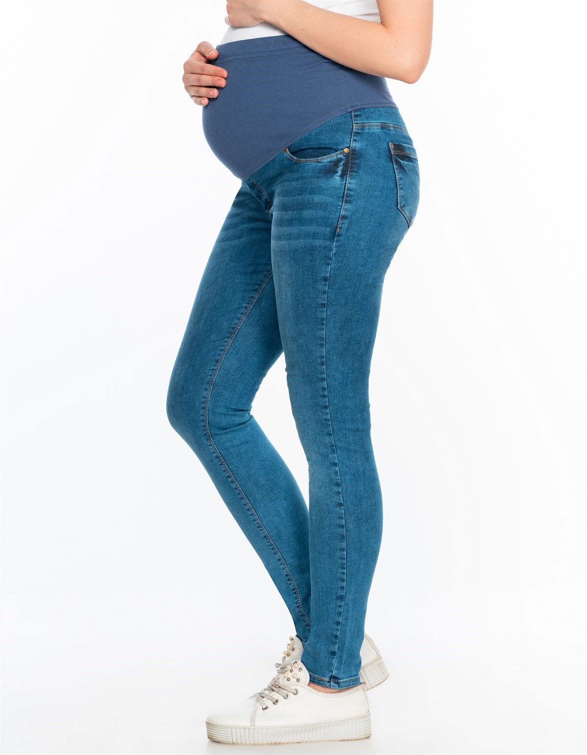 Busa Hamile Kot Pantolon Skinny Mavi