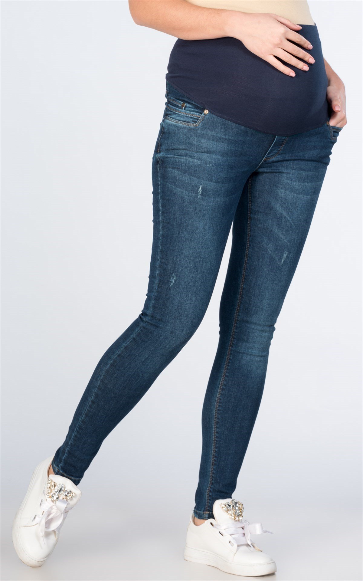 Busa Hamile Kot Pantolon Skinny Mavi