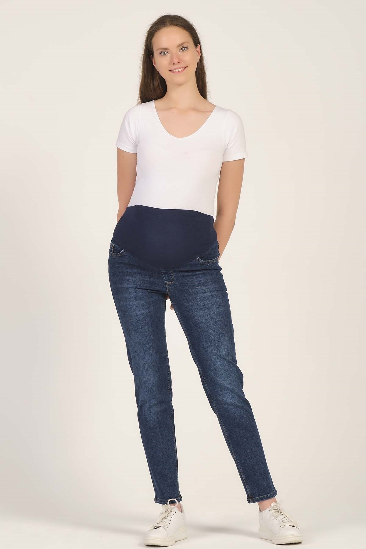 Busa Hamile Mom Fit Kot Pantolon Lacivert