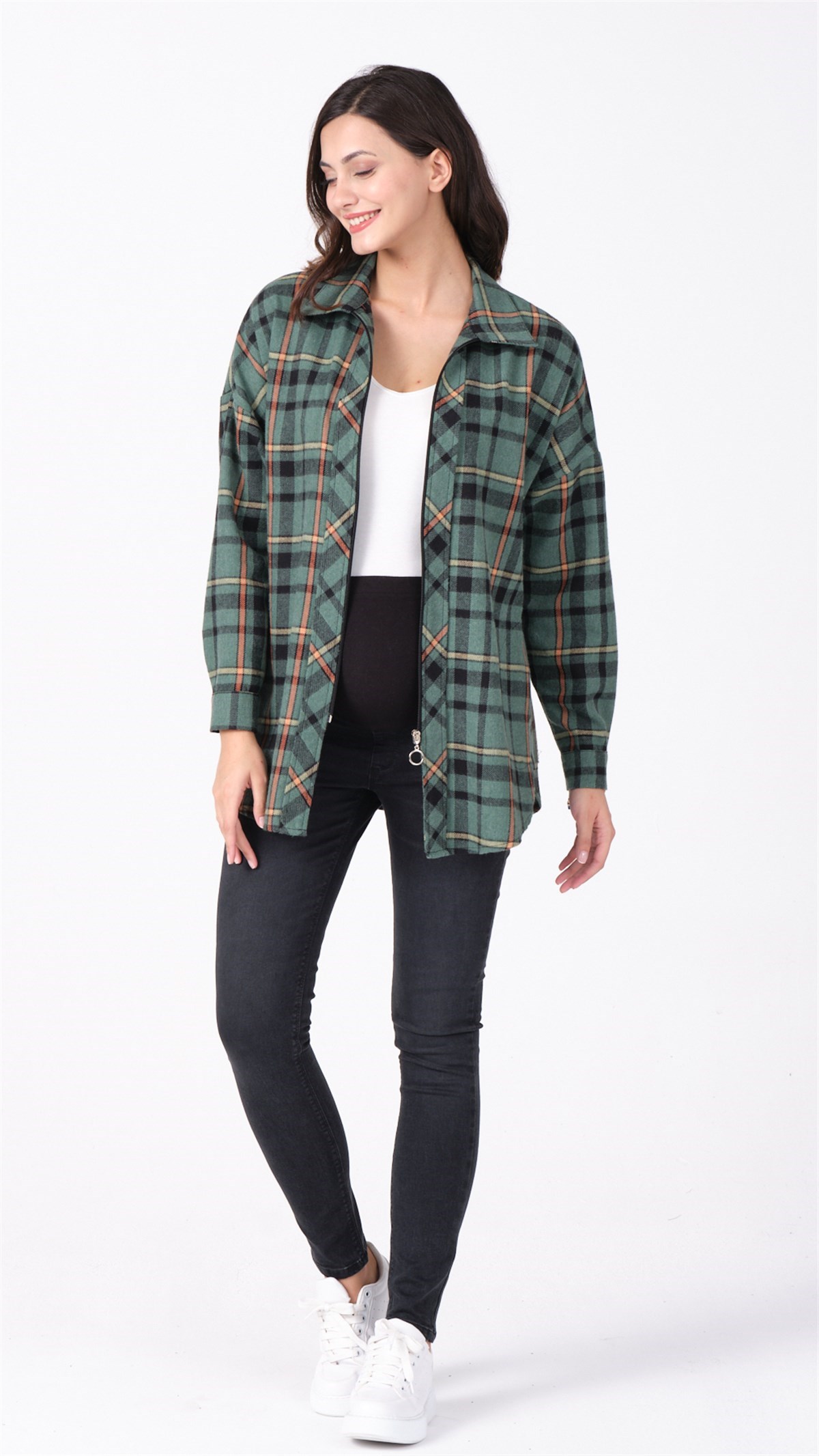 Busa Hamile Oduncu Ekose Gömlek Haki