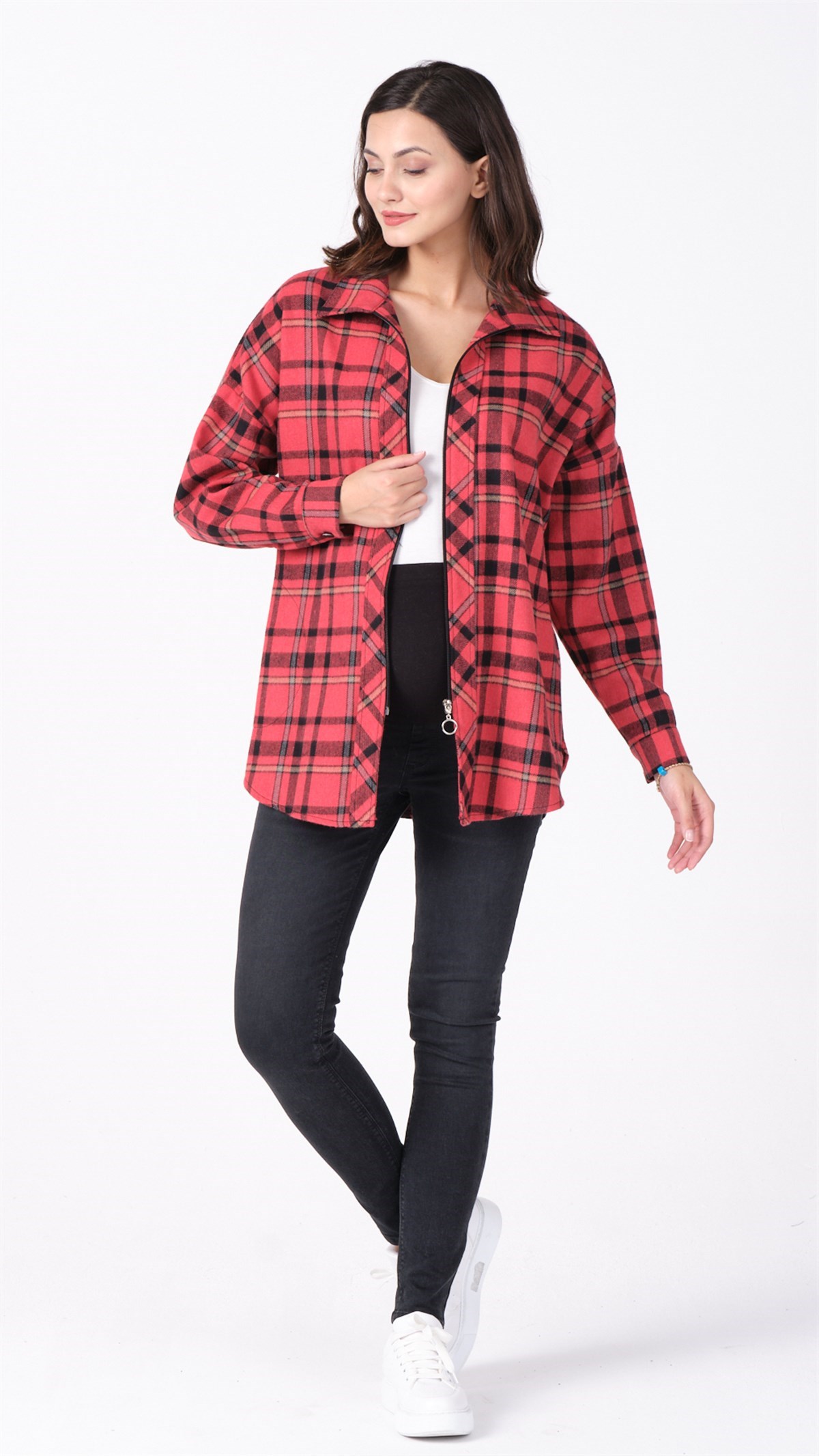 Busa Hamile Oduncu Ekose Gömlek Kırmızı