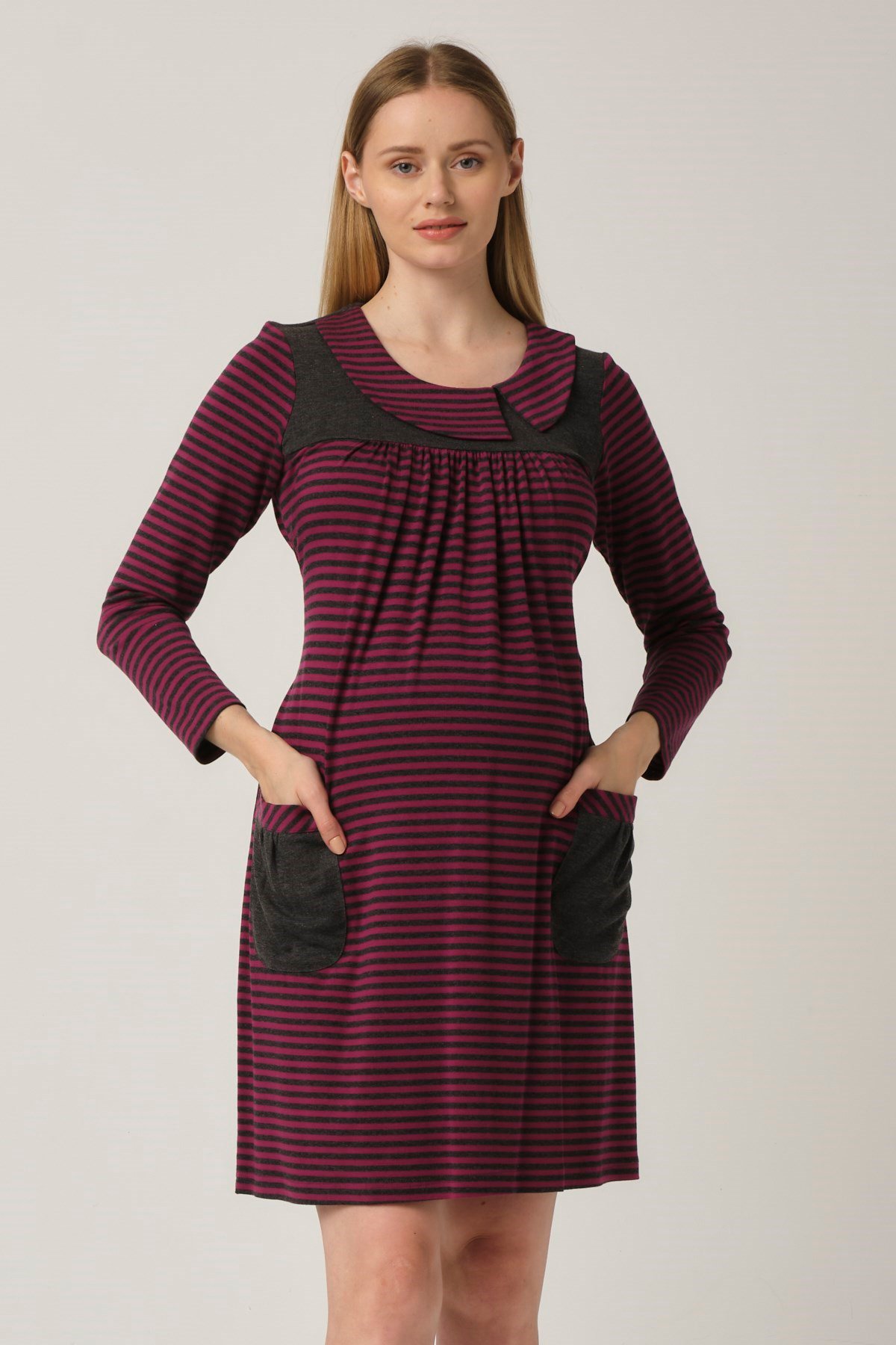 Busa Maternity Empiecement Casual Dress Fuchsia