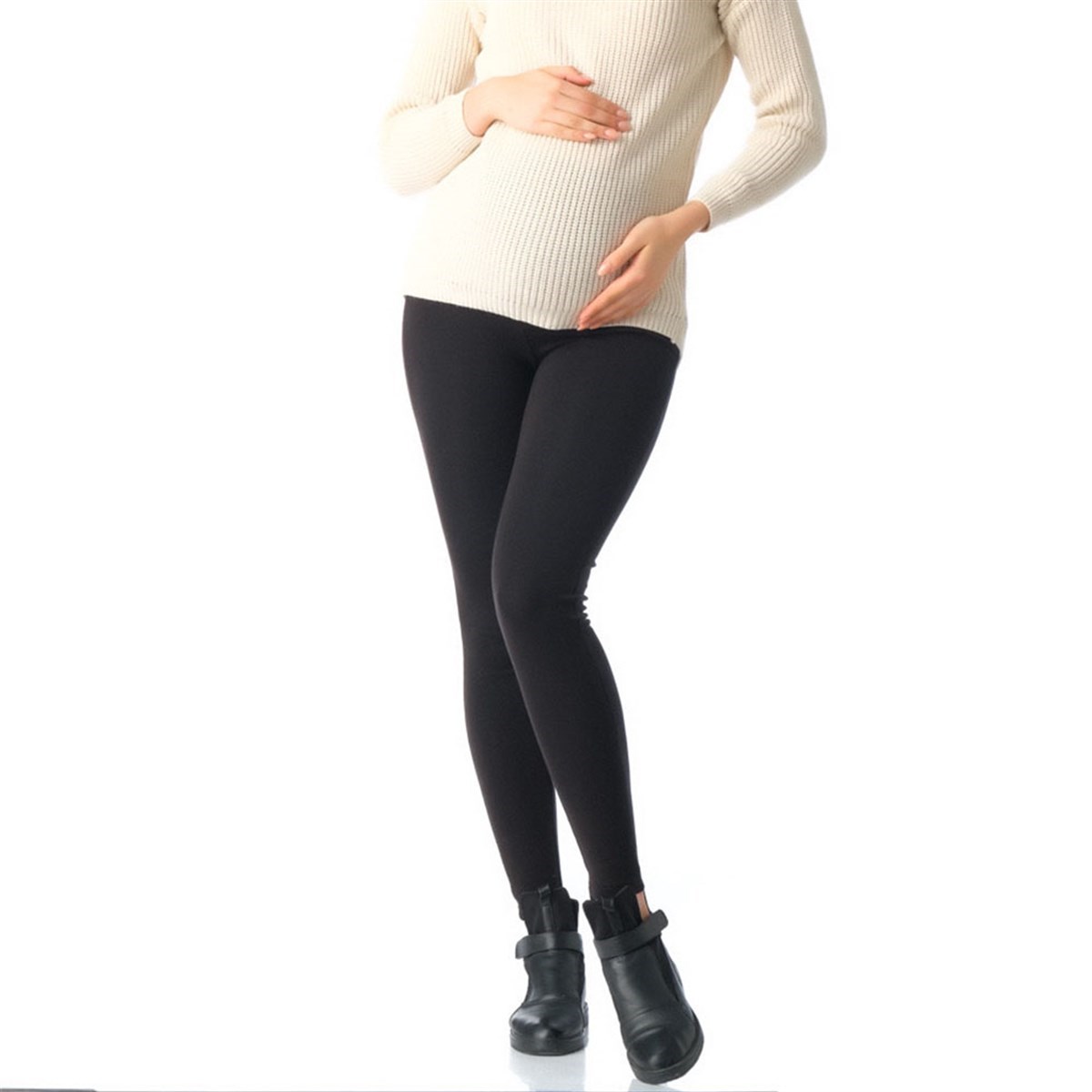 Busa Hamile Şardonlu Tayt Siyah